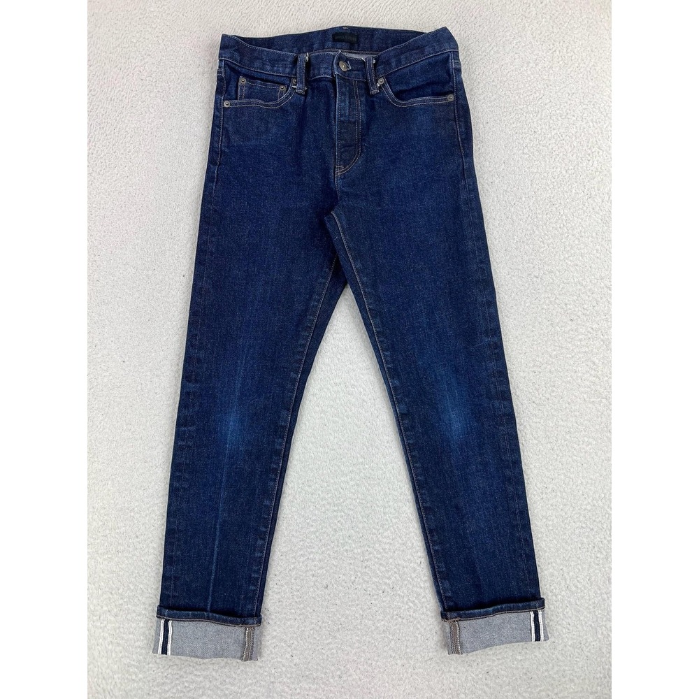 Uniqlo Selvedge Jeans Mens 29x32 Blue Slim Tapered Stretch Dark Wash 321-475548
